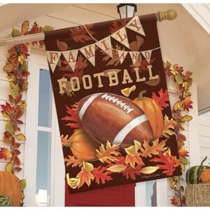 NWT Garden Flag Family & Football 12.5x18 Briarwood Lane Autumn Fall Decor